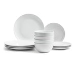 Dinner Set 18 Pc Coupe White Porcelain Dinnerware Plate Bowl