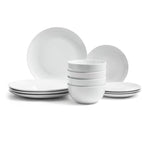 Dinner Set 12 Pc Coupe White Porcelain Dinnerware Plate Bowl