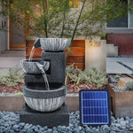 Outdoor Water Fountain Rockery Decoration 3 Tier Bowls Solar Powered