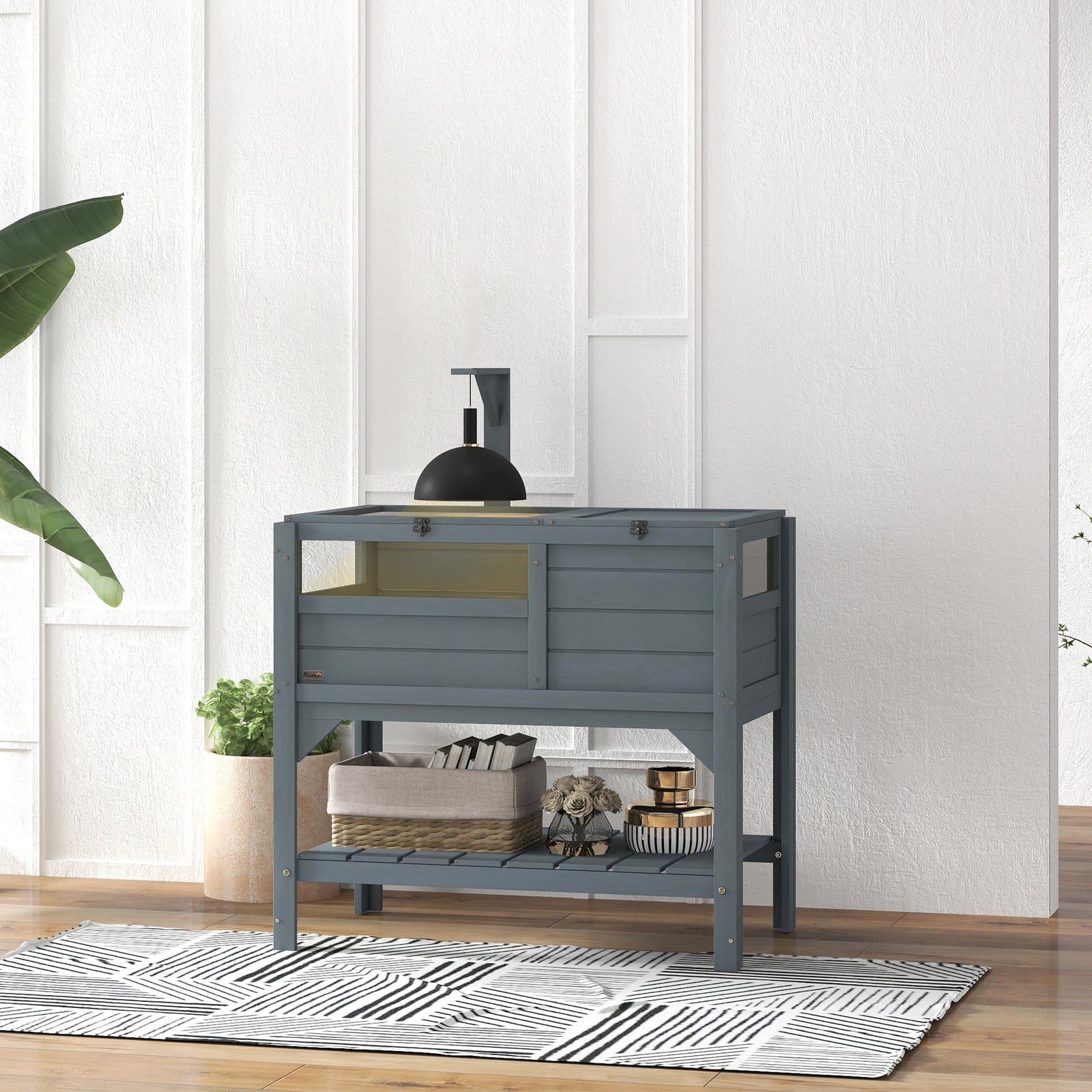 Wooden Tortoise House W/ Run, Shelter, Shelf, Lamp Holder