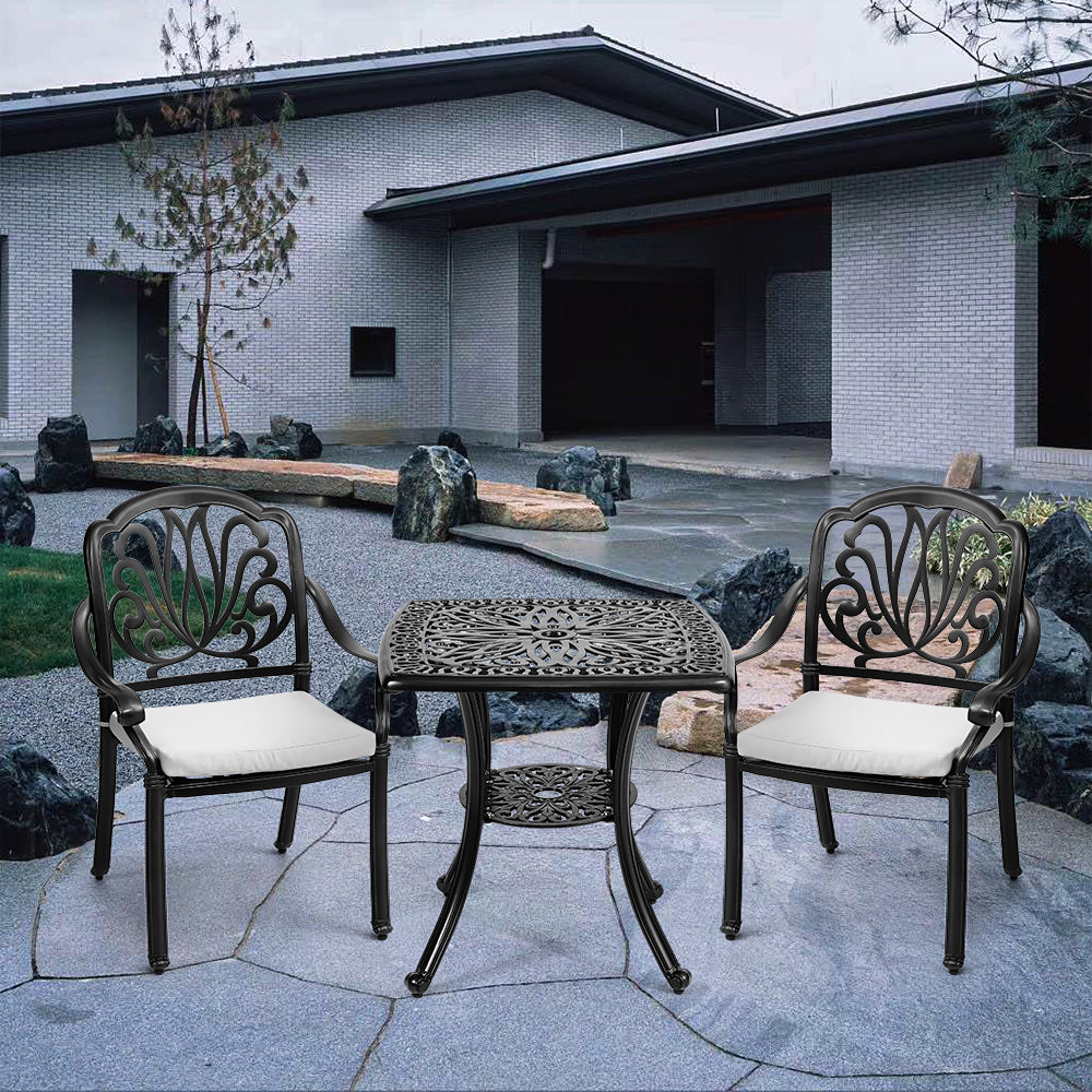 Outdoor Square 3-piece Bistro Patio Set Cast Alumium
