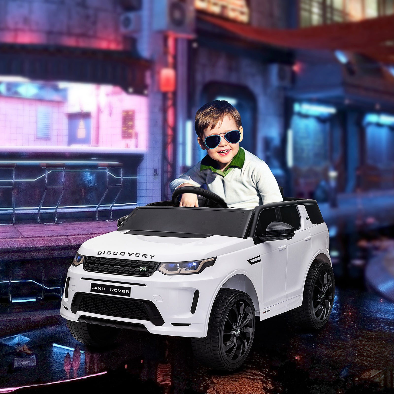 Land Rover Licensed Kids Electric Car W/ Remote Music | White