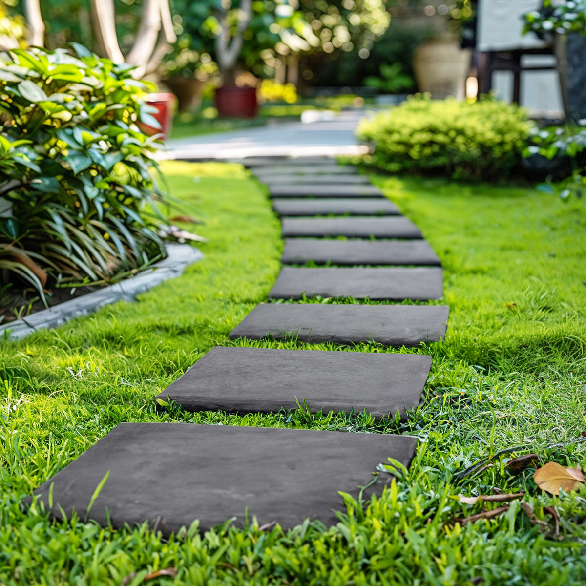 Stomp Stone Square Rubber Stepping Stones - Slate | Set of 6 | Slate