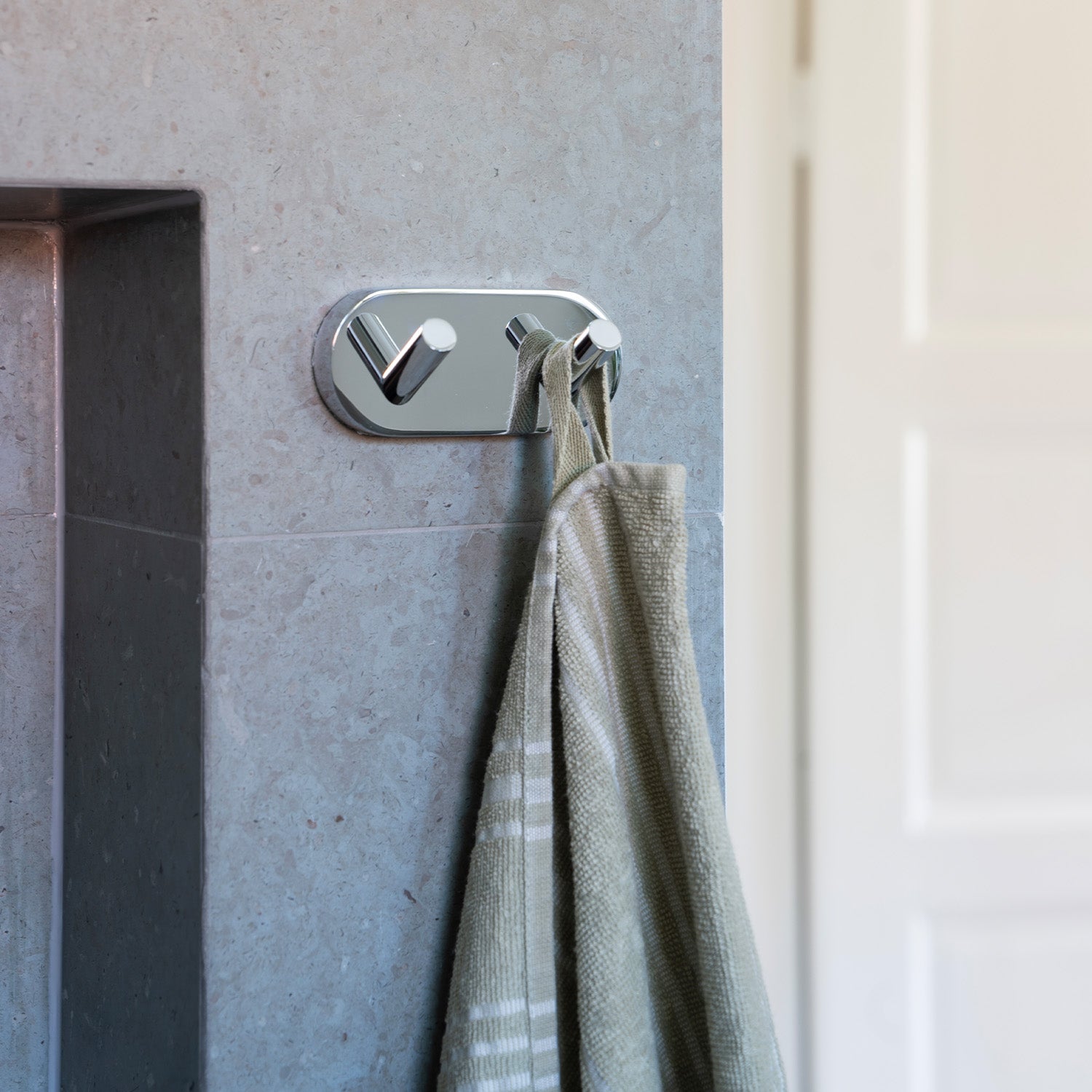Towel Hooks Wall Mounted Storage Non-rust Brass Core | Double | Polished Chrome