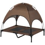 Pawhut 92cm Elevated Dog Bed Cooling Raised Pet Cot Uv Protection Canopy | Brown