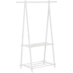 Freestanding Steel Clothes Hanger 2 Shelves Open Wardrobe