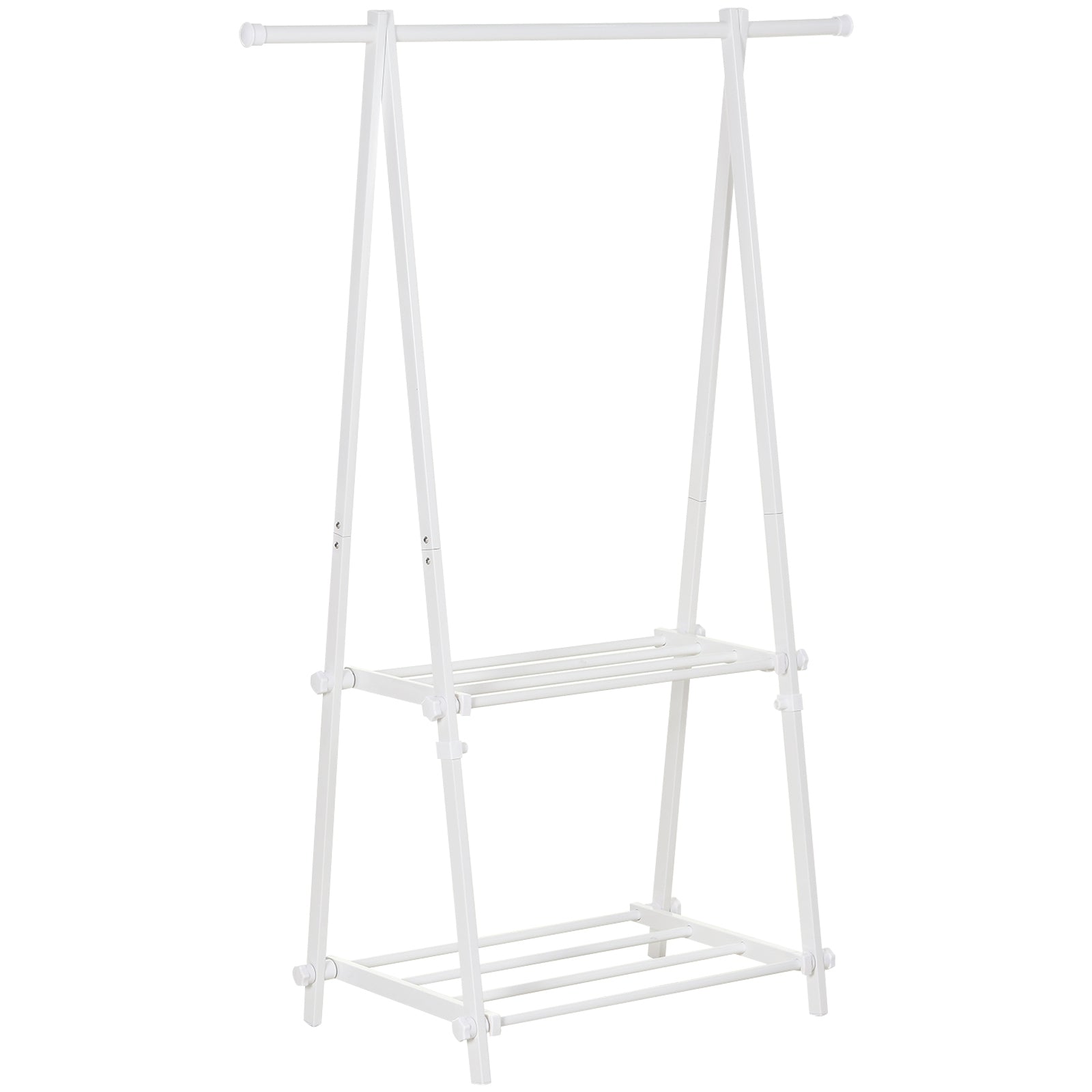 Freestanding Steel Clothes Hanger 2 Shelves Open Wardrobe