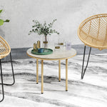 60cm Faux Marble Side Table, Beige