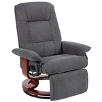 Manual Recliner Swivel Reclining Chair With Footrest Armrests | Grey