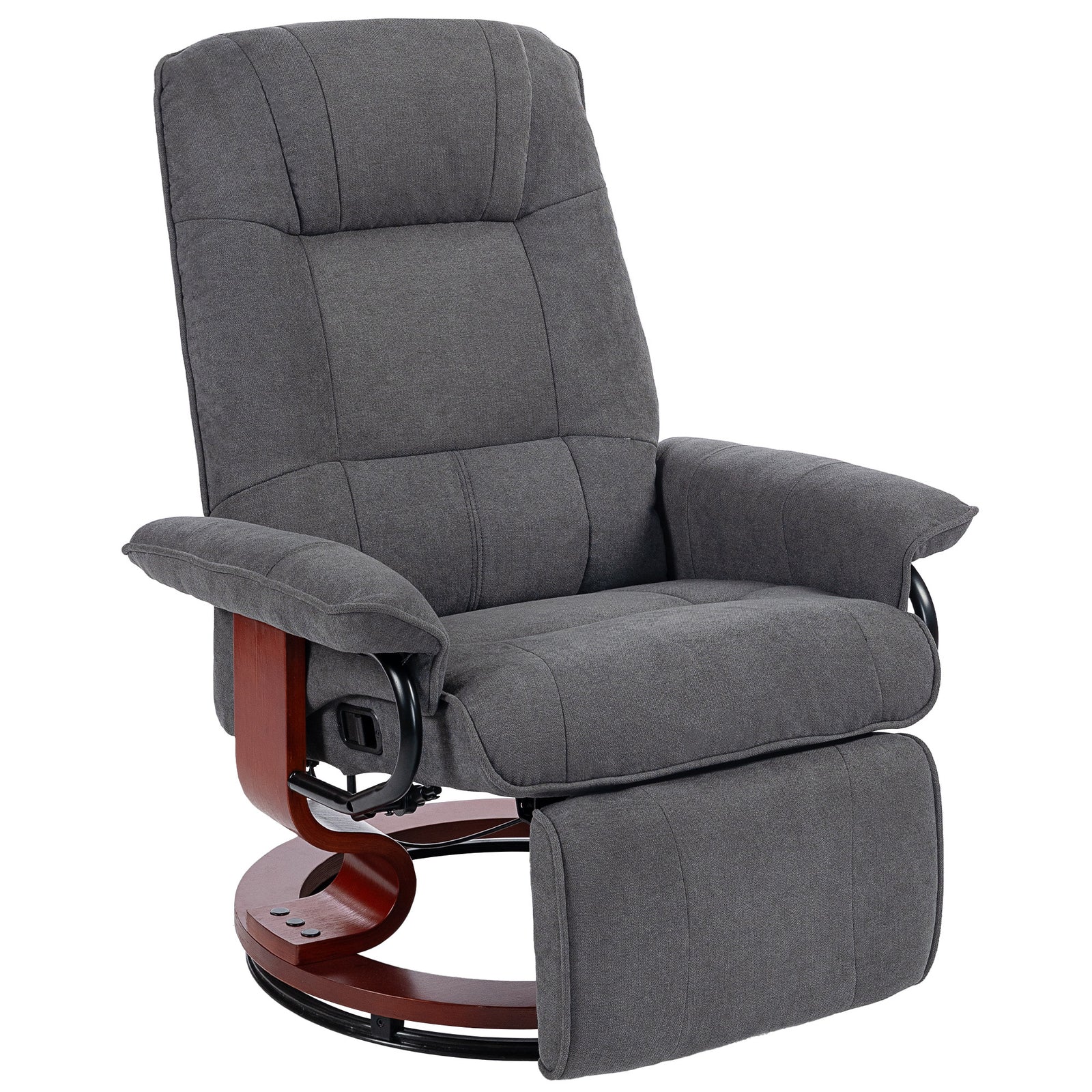 Manual Recliner Swivel Reclining Chair With Footrest Armrests | Grey