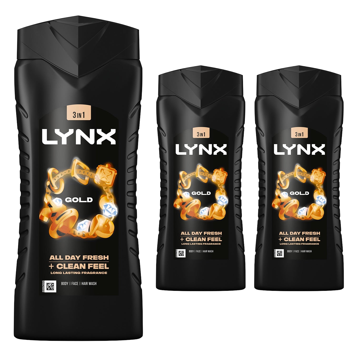 Gold 12h Refreshing Fragrance Shower Gel Bodywash, 3x 500ml