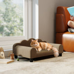 Dog Sofa Bed, Cat Sofa With Backrest, Armrest, For Small Dogs | Brown