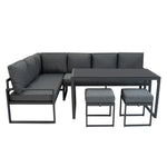 Aluminium Corner Sofa Set With Rattan Storage Box | Anthracite