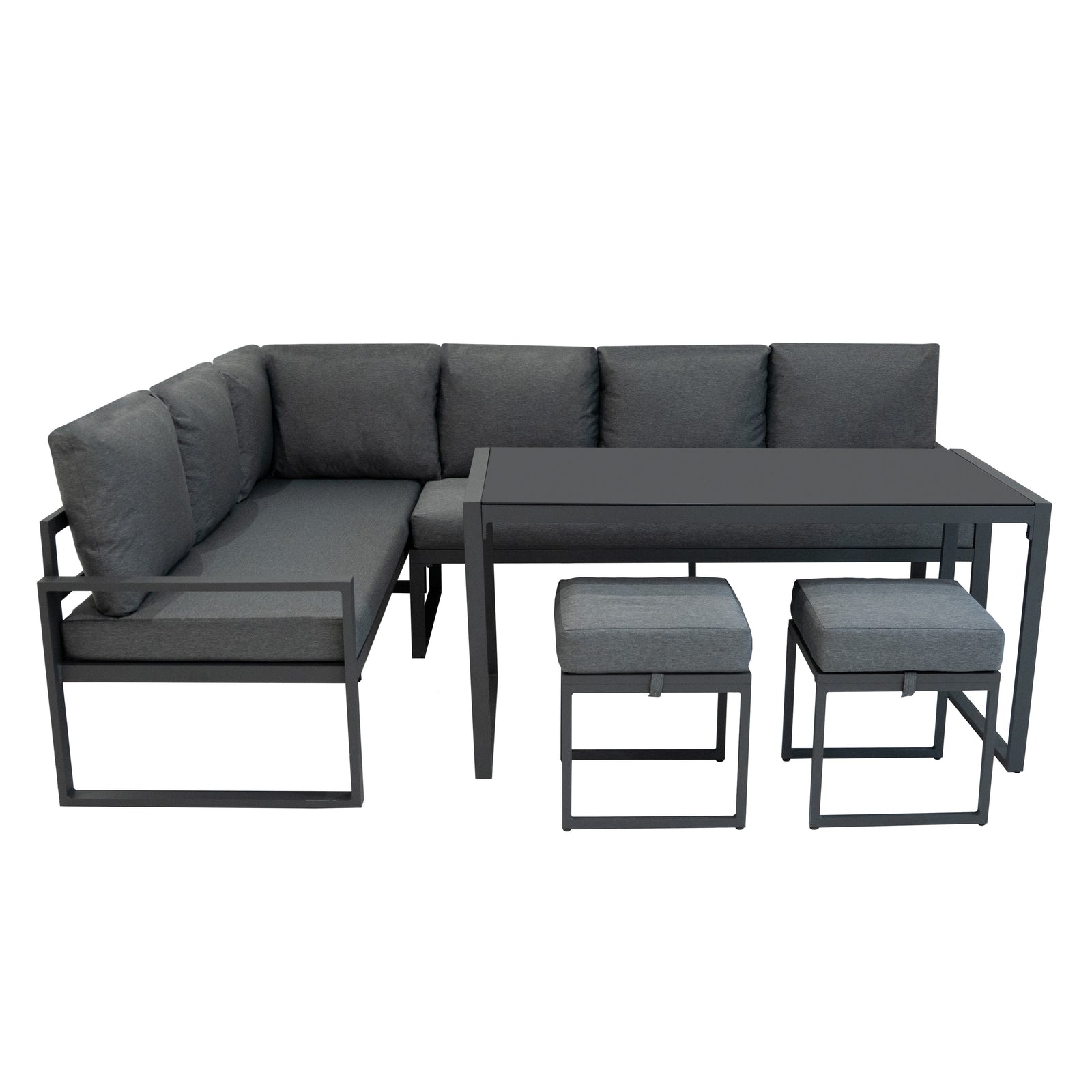 Aluminium Corner Sofa Set With Rattan Storage Box | Anthracite