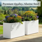 Long Zinc Galvanised Tall Trough Planter | 100cm x 35cm x 80cm | White