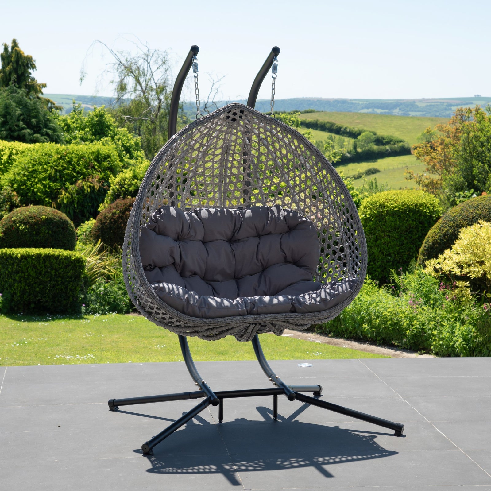 Alston Double Garden Hanging Egg Chair | Dark Grey