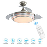 42 Inch Modern Chrome Ceiling Fan With Led Light & Remote 3 Blade Quiet Fan