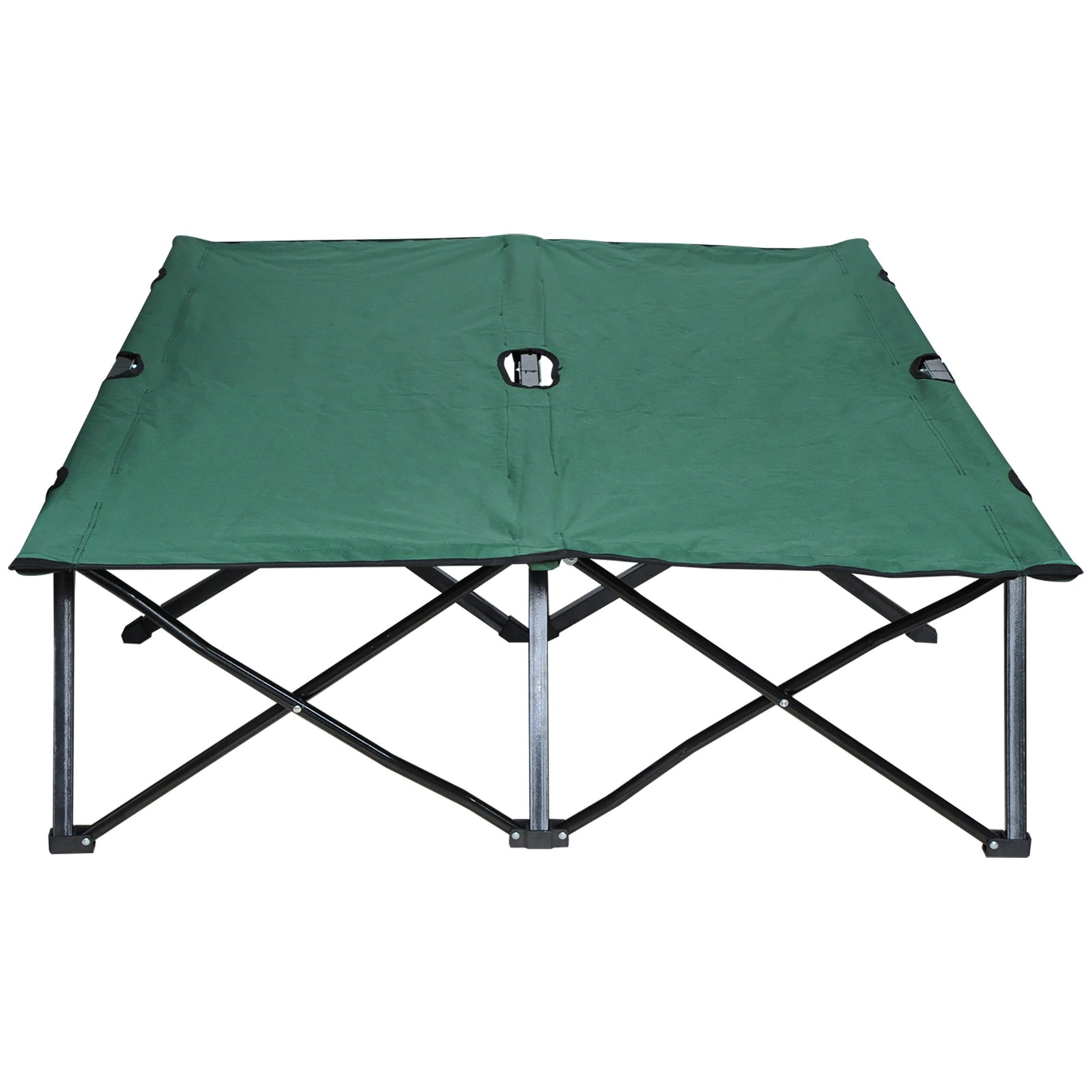 Double Camping Folding Cot Outdoor Portable Sleeping Bed | Green