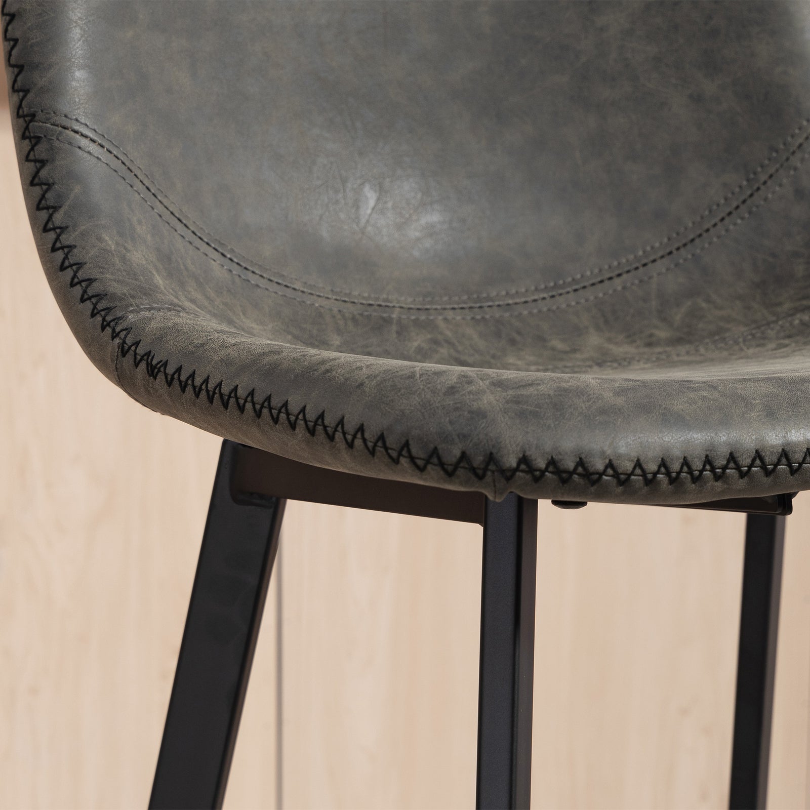 Bar Stools Set Of 2, Bar Chairs With Back And Steel Legs | Grey
