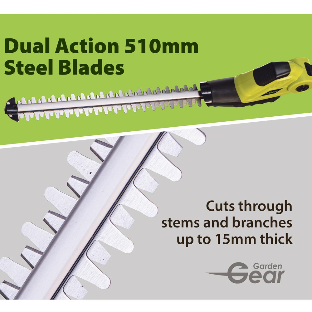 Garden Gear 20v Telescopic Hedge Trimmer + 20v Battery, Charger, Blade Cover And Shoulder Harness