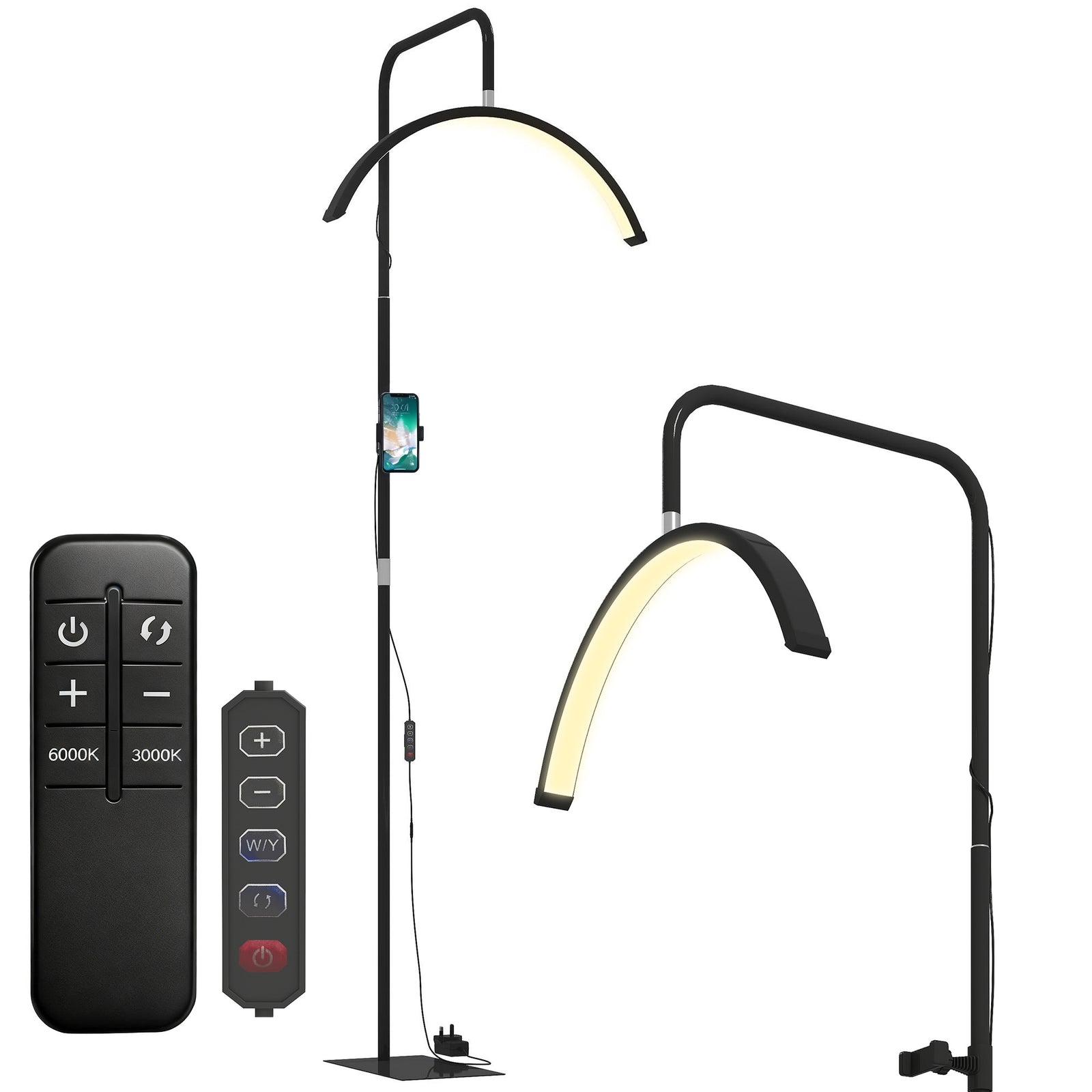 HOMCOM Half Moon Lash Light, Beauty Floor Lamp With Rotatable Head