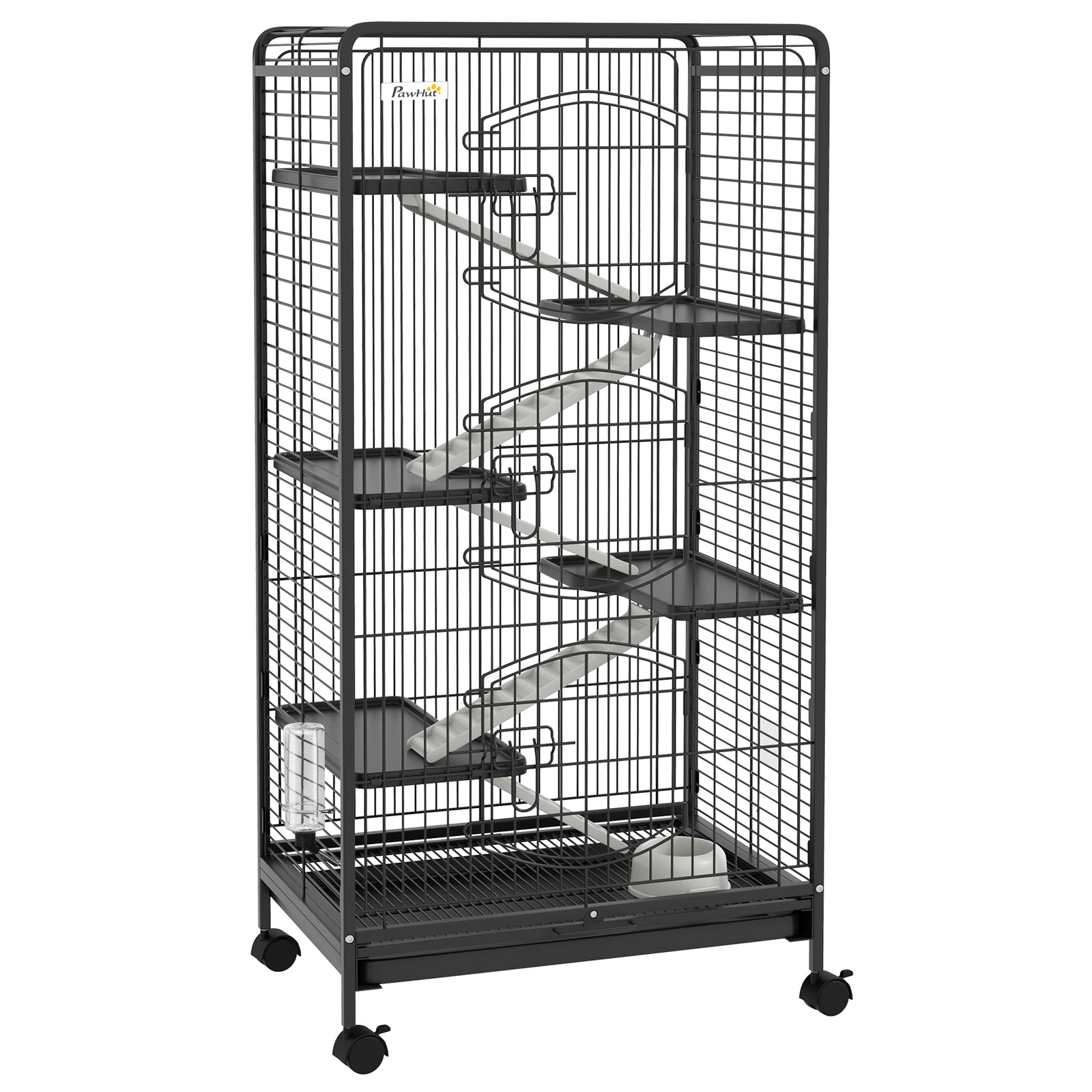 6 Levels Small Animal Cage W. Ramps, Bowl, Water Bottle, Tray, Wheels