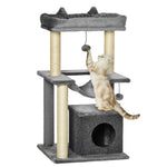 Cat Tree, 90cm Cat Tower With Sisal Scratching Posts | Grey