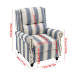 Modern Linen Upholstered Push Back Recliner Armchair With Adjustable Backrest & Hidden Footrest | Blue