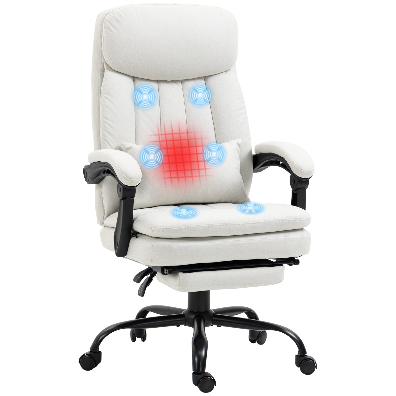 Microfibre Massage Chair Lumbar White | Cream