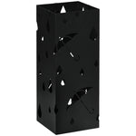 Metal Umbrella Stand, Square Umbrella Basket With 4 Hooks | One Size | Black