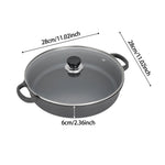 22cm/25cm/28cm Dia Pre-seasoned Round Cast Iron Braiser Pan With Lid & Double Handles | Large
