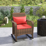 Garden Rocking Chair, Rattan Rocker With Cushions | Red