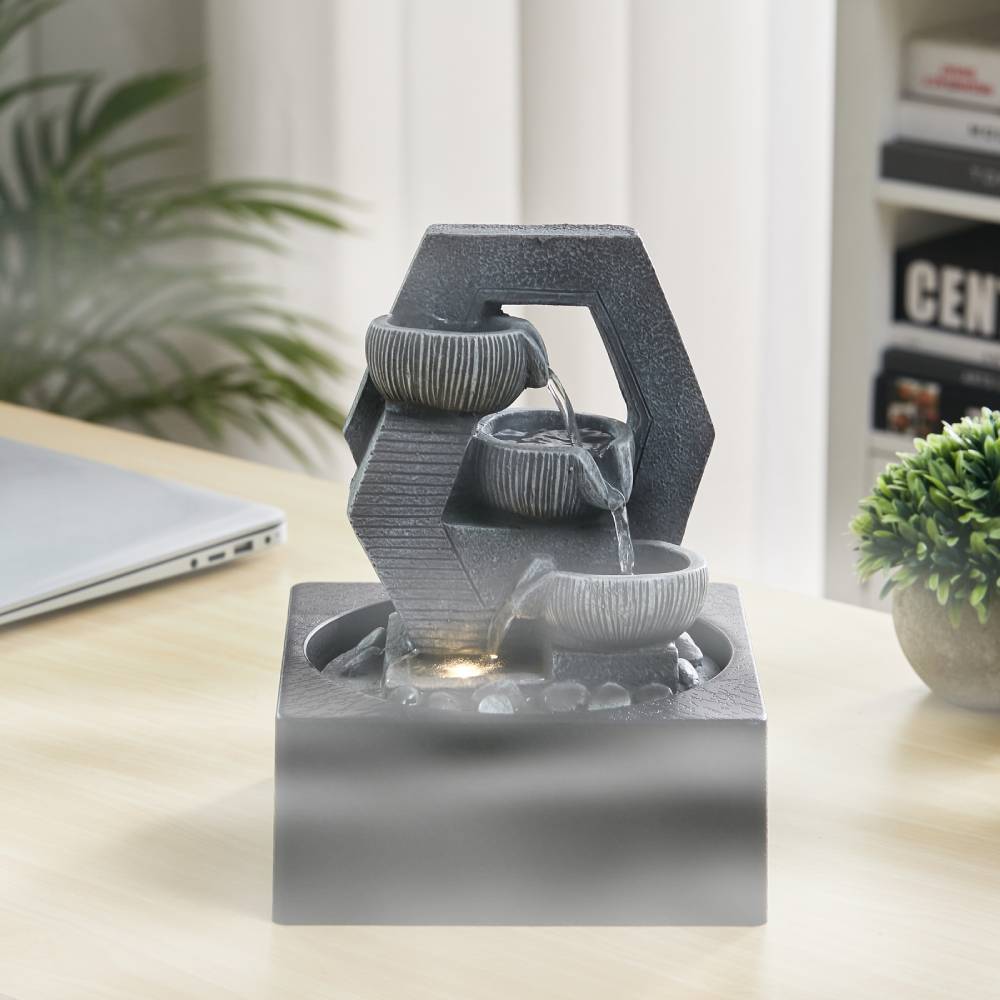 Cascade Tabletop Fountain Water Feature With Led Light