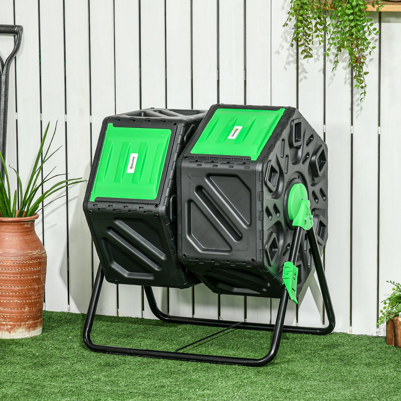 130l Dual Chamber Rotating Composter With Ventilation