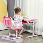 Kids Desk And Chair Set W/ Drawer, Pen Slot Hook | Pink