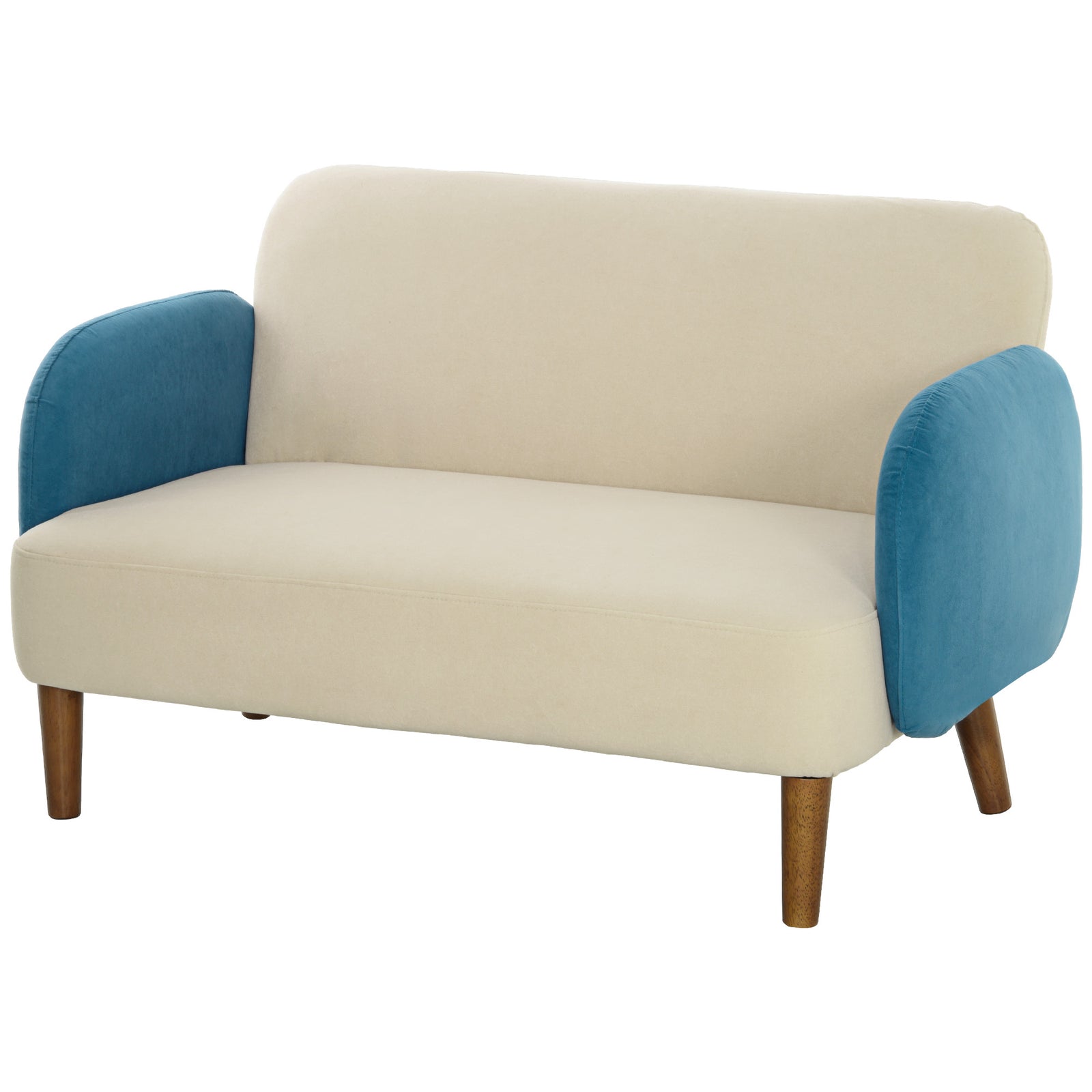 Modern 2 Seater Sofa W/ Rubber Wood Legs 130 X 74 X 76cm | One Size | Blue
