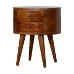 Solid Wood Chestnut Rounded Bedside Table