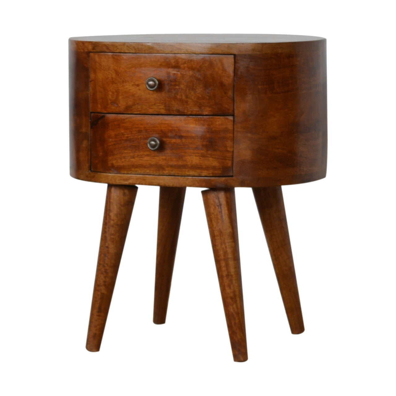 Solid Wood Chestnut Rounded Bedside Table