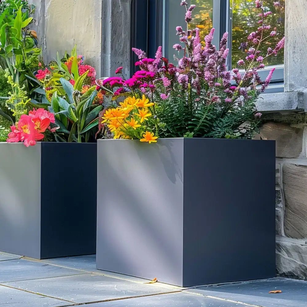 Zinc Galvanised Square Planter | 60cm x 60cm x 60cm | Grey
