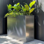 Long Zinc Galvanised Tall Trough Planter | 100cm x 35cm x 80cm | Silver