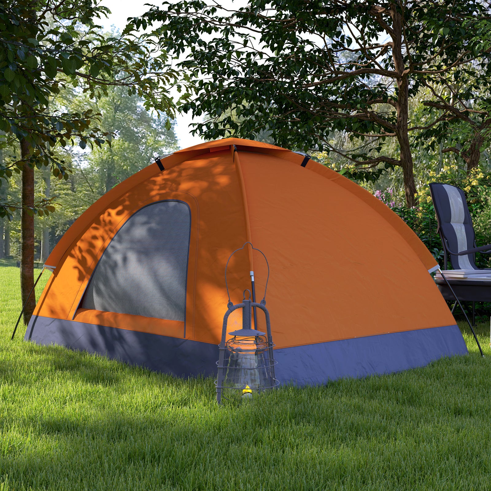 Outsunny Camping Tent For 2 Person Dome Tent W/ Storage Pocket
