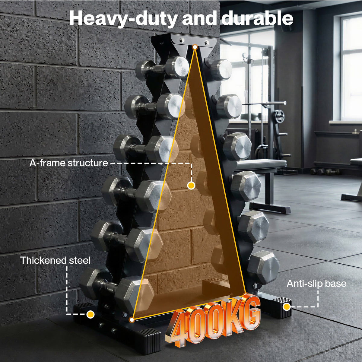 Centra Dumbbells Rack 6 Tier 400kg Weight Storage Holder Alloy Steel