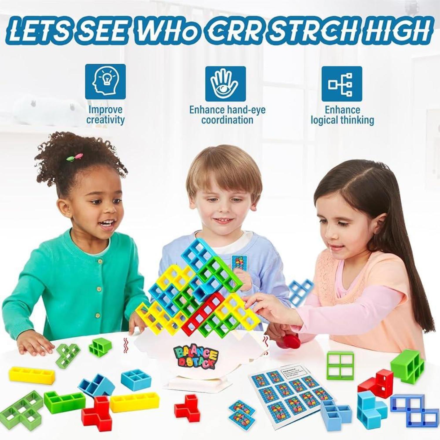 Dyzi Balance Tower Stacking Game 73 Piece Family Tabletop Toy Set