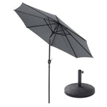 3m Garden Parasol Adjustable Tilting Parasol With Crank Handle For Outdoor Garden Patio Camping With Heavy-duty Round Base | One Size | Grey