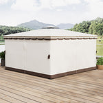 3x3m/4x4m Gazebo With Curtains Double Roof Outdoor Canopy Shelter For Garden, Patio, Or Backyard | Large | Beige