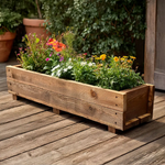 Pine Wooden Planter Flower Trough With Feet | 120cm x 18cm x 15cm | Brown