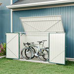 Garden Storage Shed Bike Metal Pent Tool Shed House Galvanized Steel Can Put 3-4 Bicycles (d105x W210x H130cm) | Green