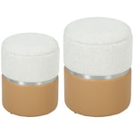 Round Storage Ottoman Set Of 2, Nesting Footrest Stool | Brown