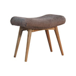 Solid Wood Mocha Faux Fur Curved Bench