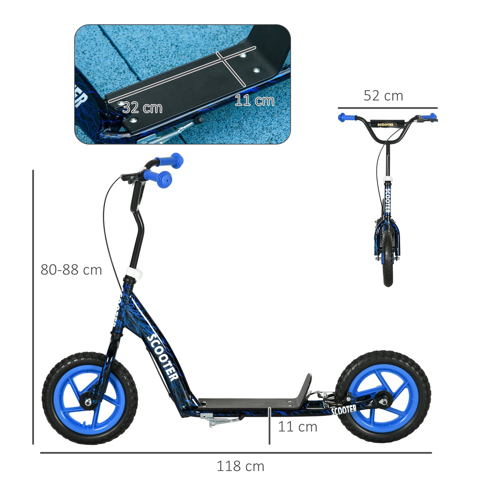 Kids Scooter With Adjustable Handlebar, Kick Scooter | Blue